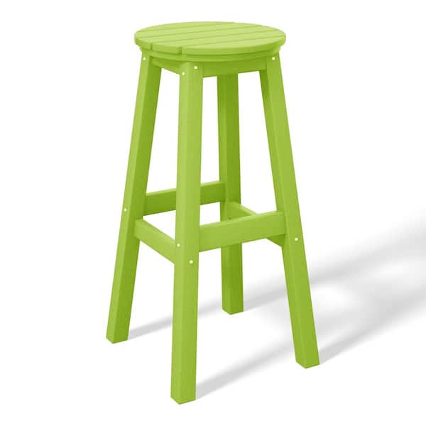 WESTIN OUTDOOR Laguna 29 in. HDPE Plastic All Weather Backless Round Seat Bar Height Outdoor Bar Stool in, Lime