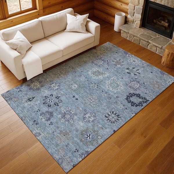 Chantille Machine Washable Indoor/Outdoor Abstract ACN2289 Denim 3 ft. x 4 ft. Area Rug