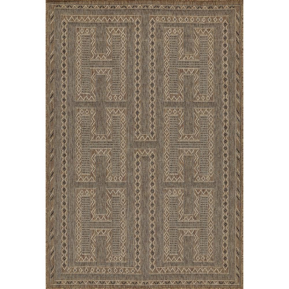 Hampton Natural Geometric Synthetic 8' x 10' Indoor/Outdoor Rug