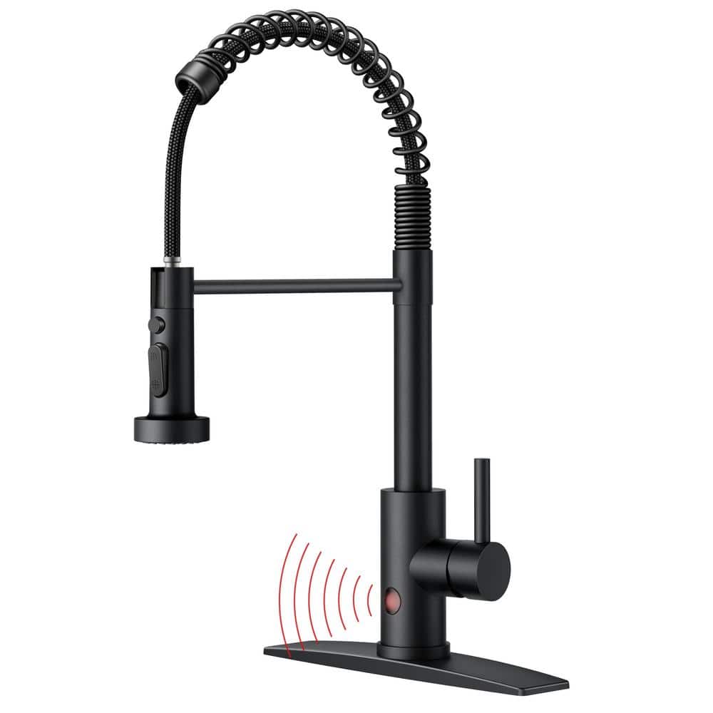 Single Handle Pull-Down Sprayer Kitchen Faucet with Touchless Sensor in Bla