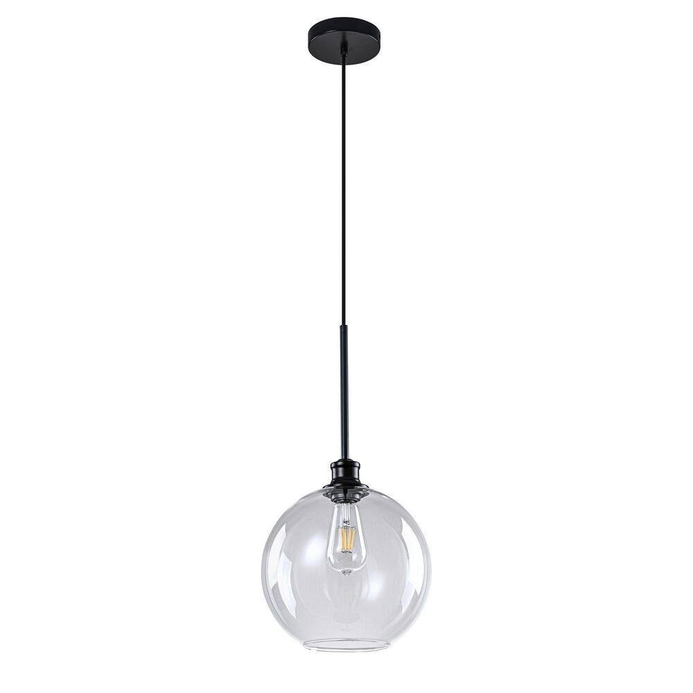 Modern Clear Glass Globe Pendant Light with Black Finish for Kitchen Island Dining Room Foyer Entryway Ceiling Lighting price history on PriceWatchPro