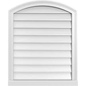 26 in. x 32 in. Arch Top Surface Mount PVC Gable Vent: Functional with Brickmould Sill Frame