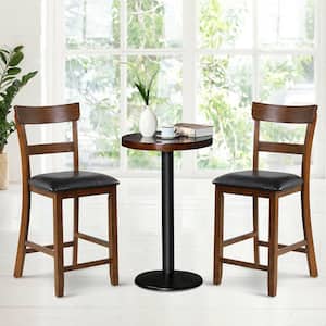 42 in. Barstools Counter Height Chairs with Leather Seat and Rubber Wood Legs (Set of 2)