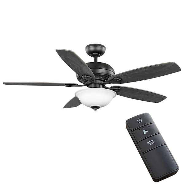 Hampton Bay Southwind II 52 in. Indoor LED Matte Black Ceiling Fan with Light Kit, Reversible Blades and Remote Control