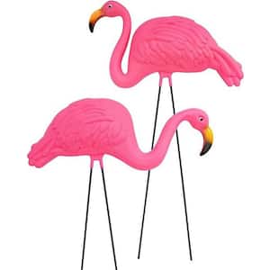 Large Bright Pink Flamingo Yard Ornament/Flamingo Garden Statue/Pink Flamingo Garden Yard Decor (Pack of 2)