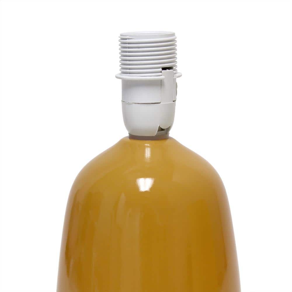 Mustard Yellow Ceramic Thimble Base Table Lamp with Fabric Shade