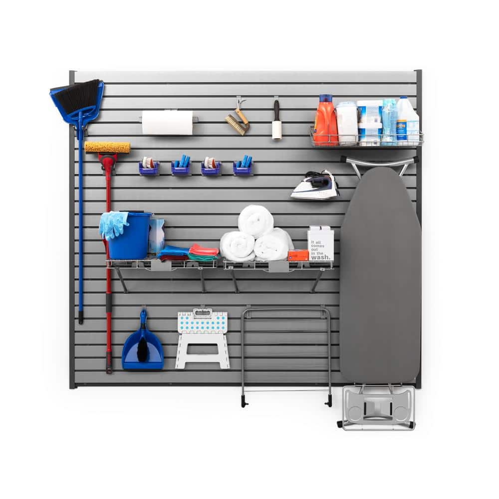 18-Piece Metal and Plastic Slatwall Hook and Basket Kit