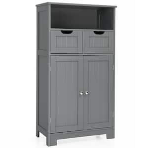 24 in. W x 12 in. D x 43 in. H Gray Wood Storage Freestanding Bathroom Linen Cabinet with Drawers in Gray