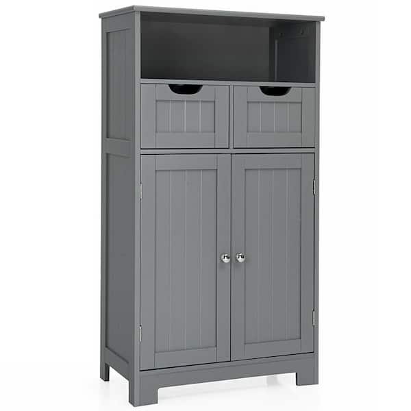 FORCLOVER 24 in. W x 12 in. D x 43 in. H Gray Wood Storage Freestanding Bathroom Linen Cabinet with Drawers in Gray