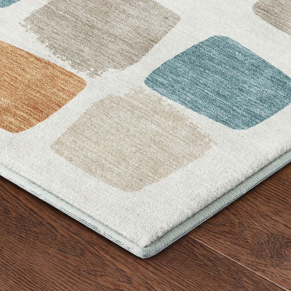 Mayfield Premium Machine Washable Abstract AMF2501 Ivory 10 ft. x 14 ft. Area Rug