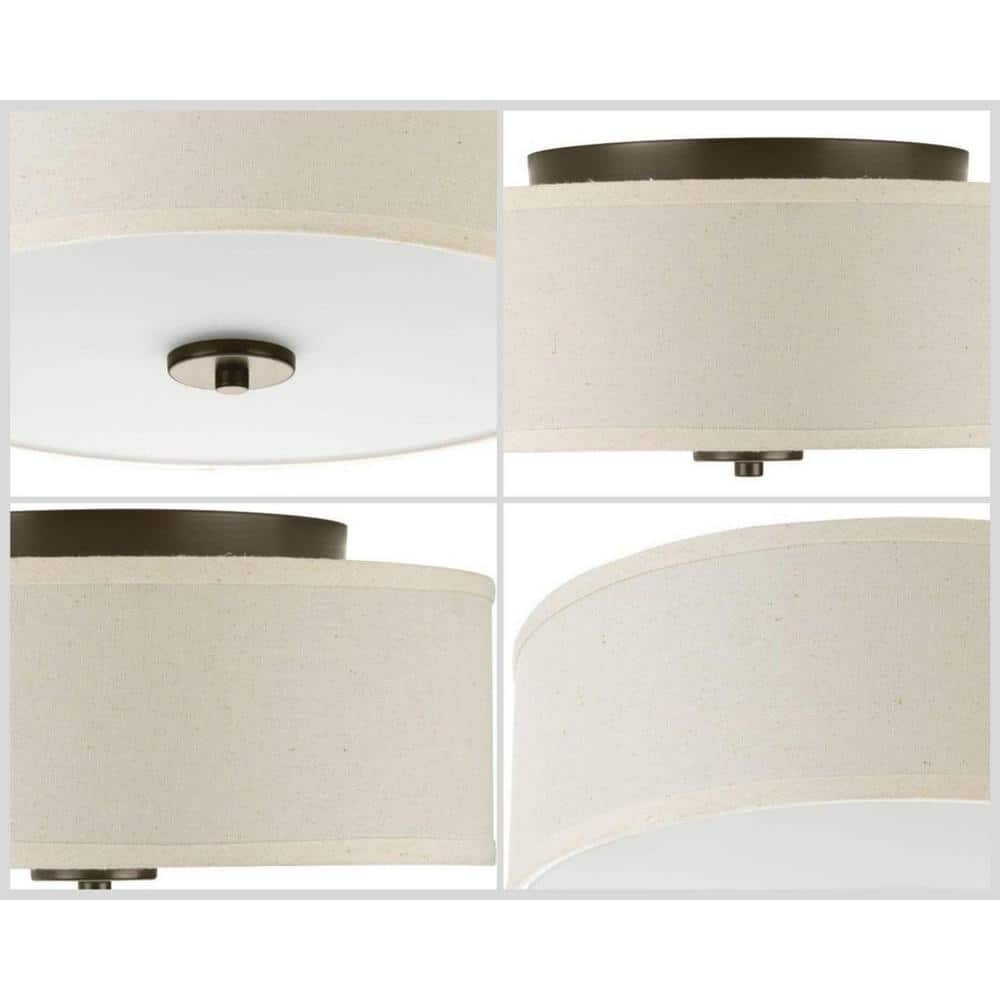 Elegant Bronze 16" Drum Flush Mount with Etched Glass Diffuser