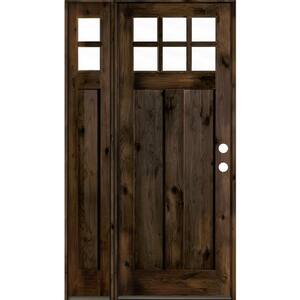 46 in. x 96 in. Knotty Alder Left-Hand/Inswing 6 Lite Clear Glass Black Stain Wood Prehung Front Door w/Left Sidelite