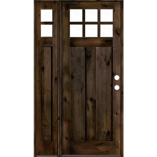 Krosswood Doors 56 in. x 96 in. Craftsman Alder 2-Panel Left Hand/Inswing Clear Glass Black Stain Wood Prehung Front Door