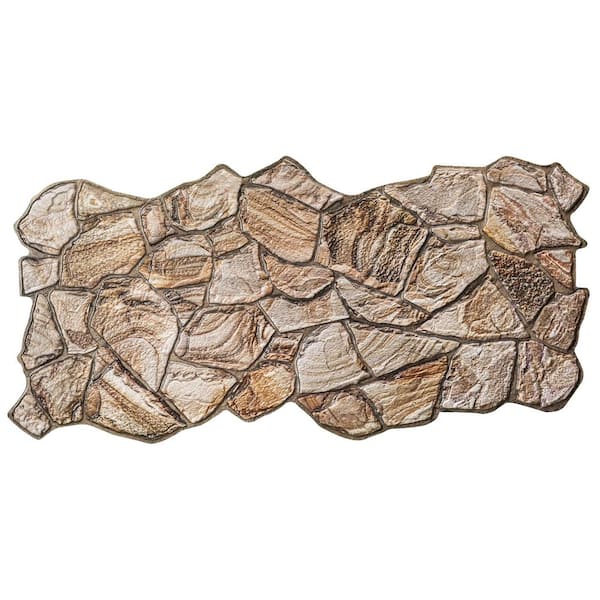 Dundee Deco 3D Falkirk Retro V 39 in. x 19 in. Brown Faux Stone PVC Decorative Wall Paneling (10-Pack)