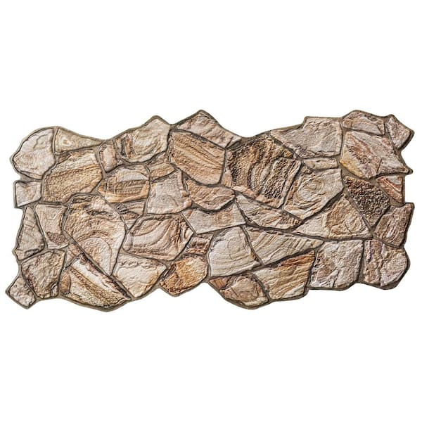 Dundee Deco 3D Falkirk Retro V 39 in. x 19 in. Brown Faux Stone PVC Decorative Wall Paneling