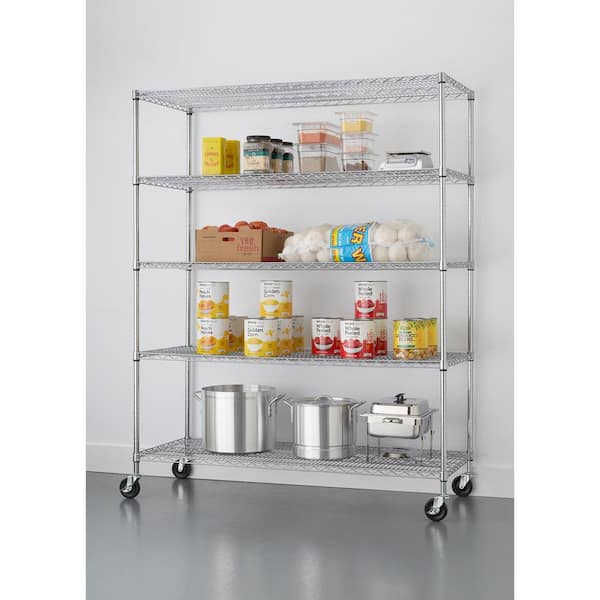 Trinity Ecostorage Chrome 5 Tier, Wire Shelving With Wheels Home Depot
