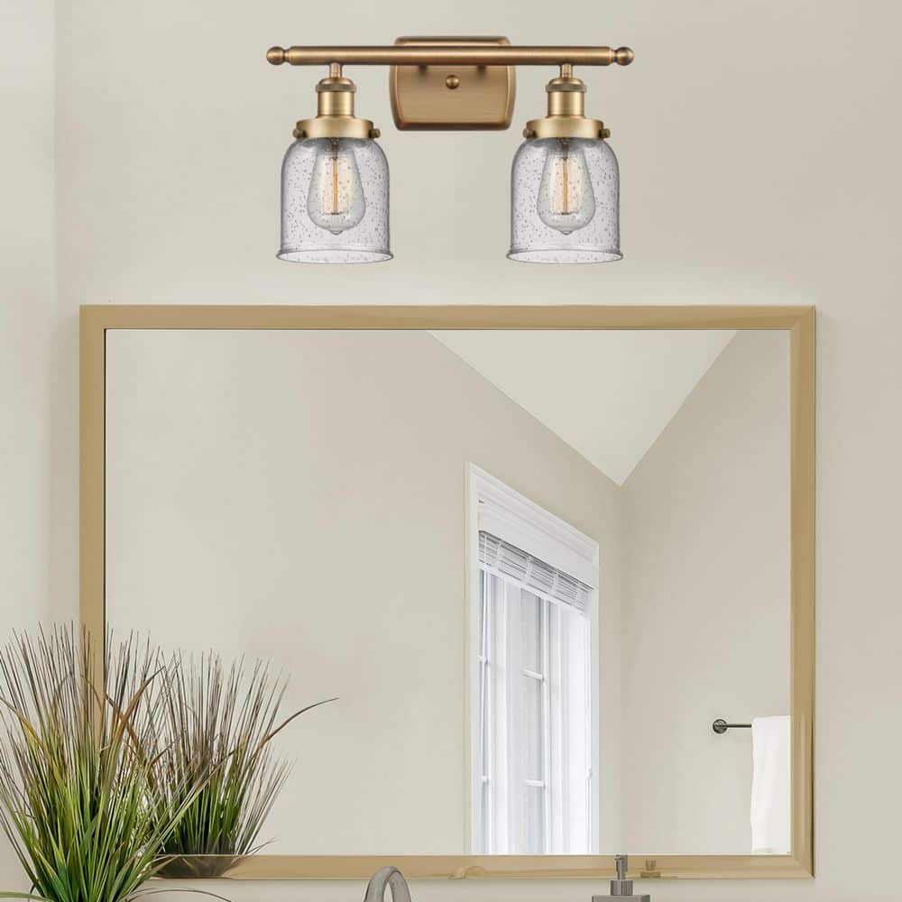 Bell 16 in. 2-Light Brushed Brass Vanity Light with Glass Shade price history on PriceWatchPro