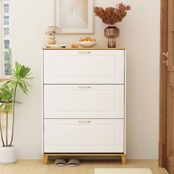 FUFU&GAGA 49.5 in. H x 35.4 in. W Multi-Colored Wood Shoe Storage