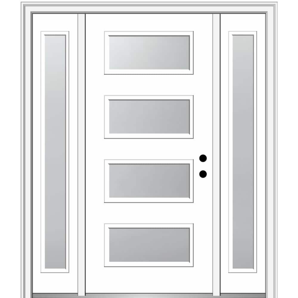 Celeste 60 in. x 80 in. Left-Hand Inswing 4-Lite Frosted Glass Primed Fiberglass Prehung Front Door on 6-9/16 in. Frame price history on PriceWatchPro