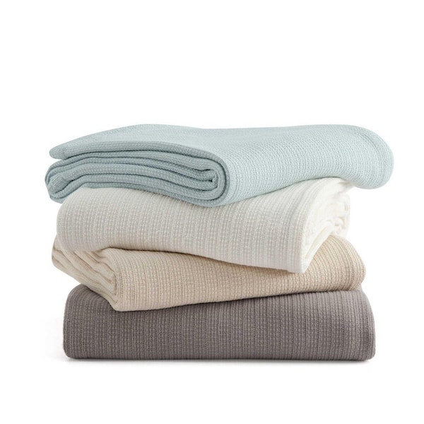 MARTHA STEWART Bedford Tile 1-Piece Blue Quartz Cotton Full/Queen