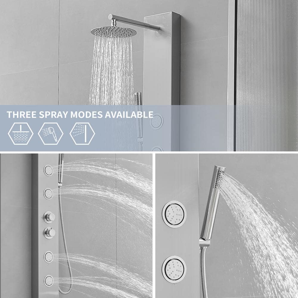 Nickel Chrome Multi-function Shower Panel with Adjustable Head