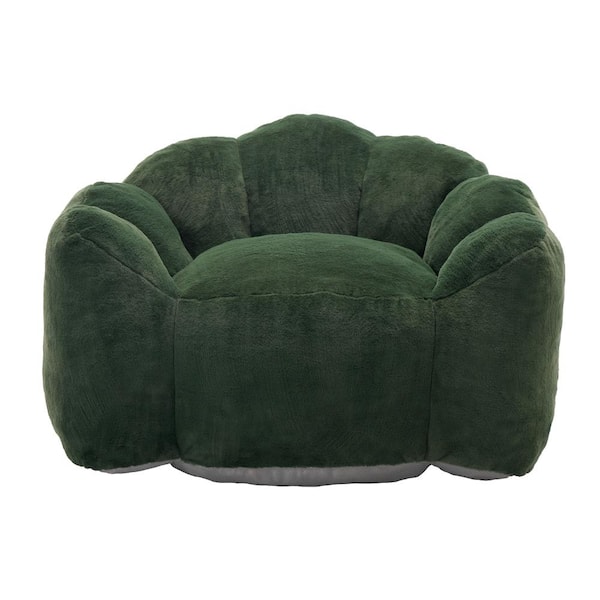 Green Faux Fur Large (43.7 x 39.76 x 26.77 in.) Bean Bag durable construction easy to install