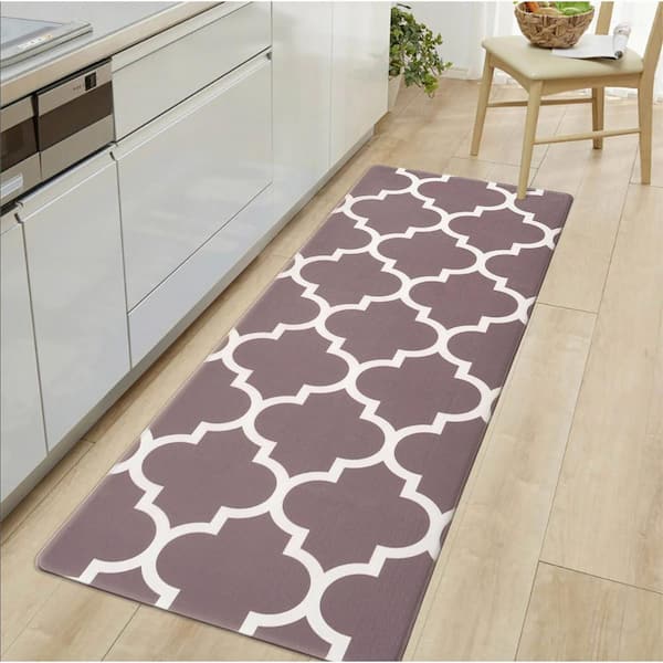 World Rug Gallery Gray Contemporary Modern Moroccan Trellis 18 In X 47 In Anti Fatigue Standing Mat 816gray18x47 The Home Depot