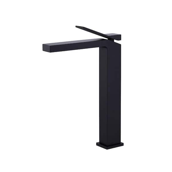 Single Handle Single Hole Brass Bathroom Sink Faucet in Matte Black