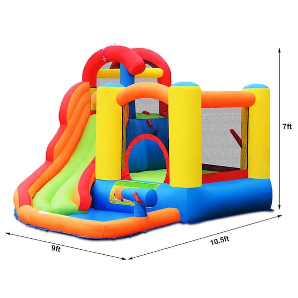 Inflatable Circle double Water Slide Bouncy Castle Kids Outdoor w/Climbing Wall 