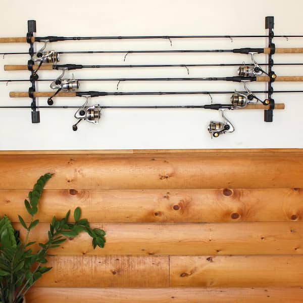 Rush Creek Creations 2 in 1, 11 Fishing Rod Wall and Ceiling Rack