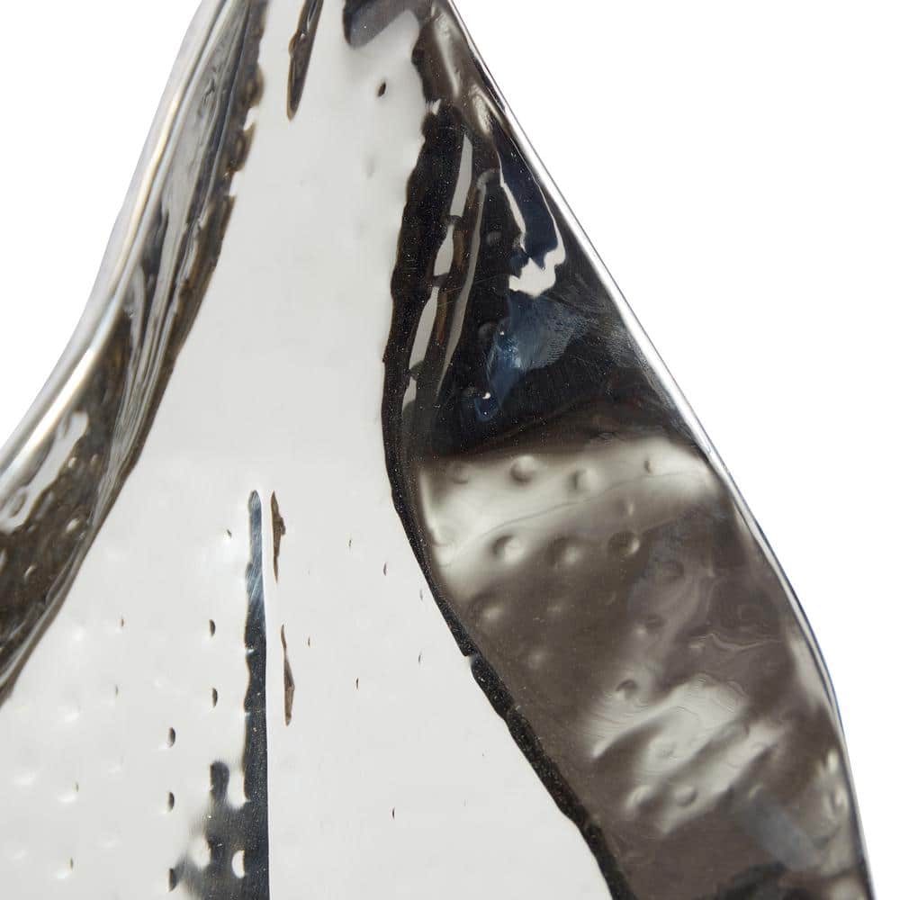 Large Silver Stainless Steel Leaf Taper Candle Holder