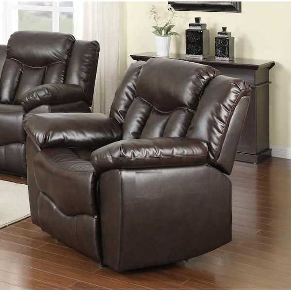 brown bonded leather recliner