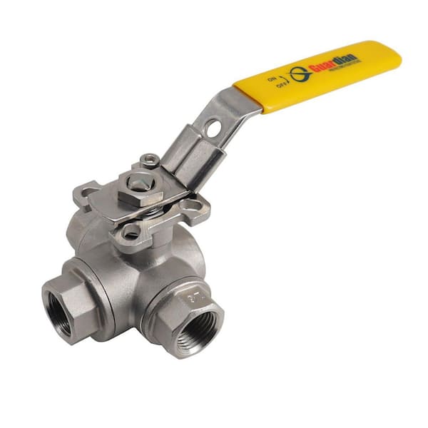 Guardian 1 1/2 in. 316 Stainless Steel 1000 PSI Reduced T Port Inline 3-Way PTFE Seat Ball Valve