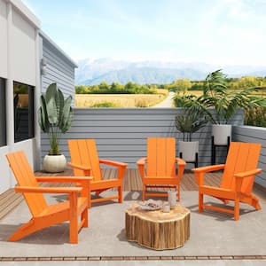 Shoreside Orange Folding Adirondack Chair (Set of 4)