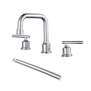 8 in. Widespread Double Handle High Arc Bathroom Faucet in Chrome
