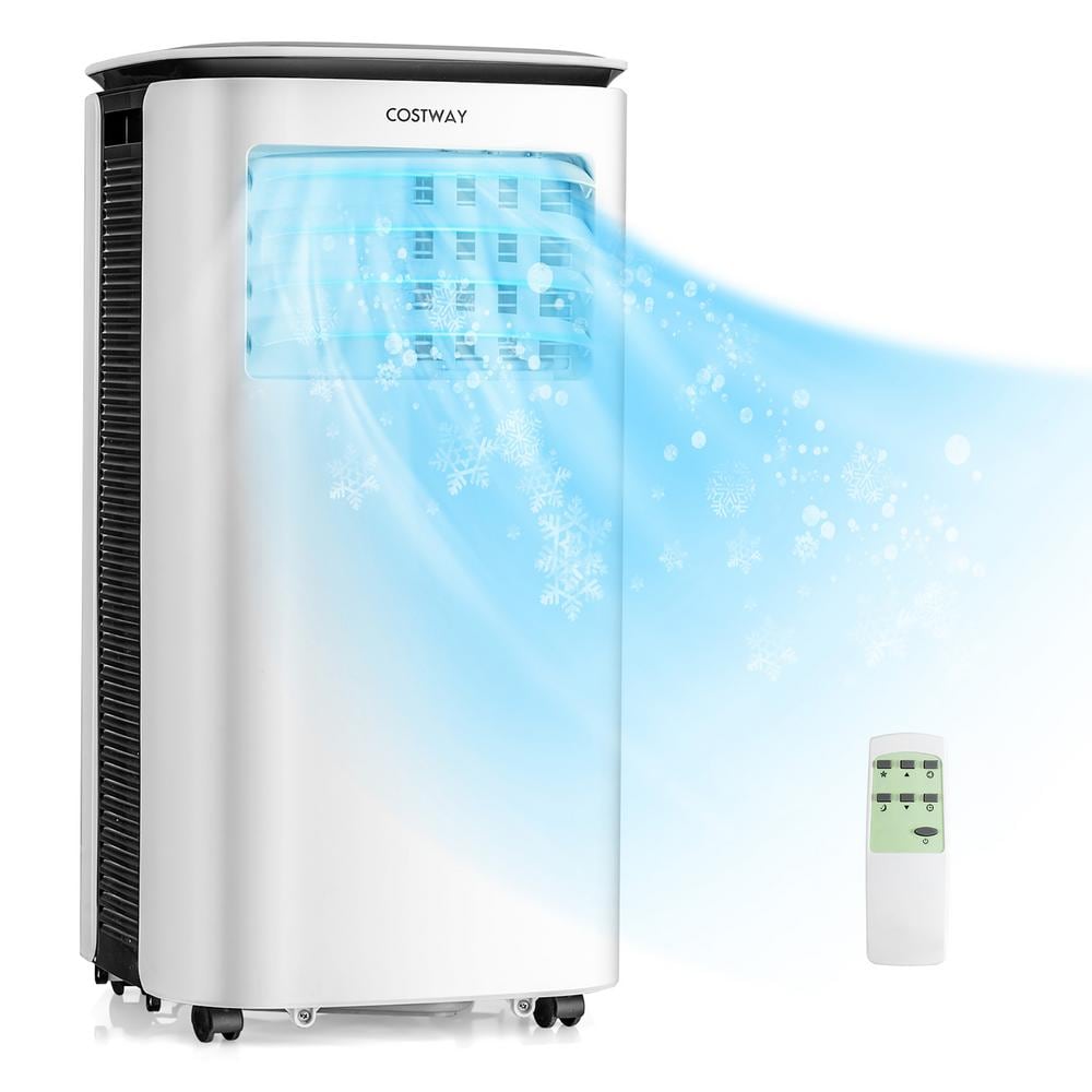 6,500 BTU Portable Air Conditioner Cools 350 Sq. Ft. with Dehumidifier and Remote in White -  Costway, ES10113US-WH