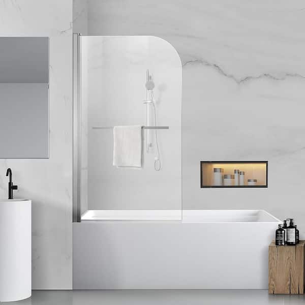 ES-DIY 31"X55" Bathtub Screen Framless Shower Door Tempered Glass Shower Panel