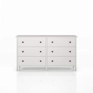 London 6-Drawer White Chest of Drawers 29 in. H x 52 in. W x 21 in.