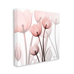 "Red Floral Silhouettes Modern Floral Photograph" by Albert Koetsier Unframed Nature Canvas Wall Art Print 30 in x 30 in