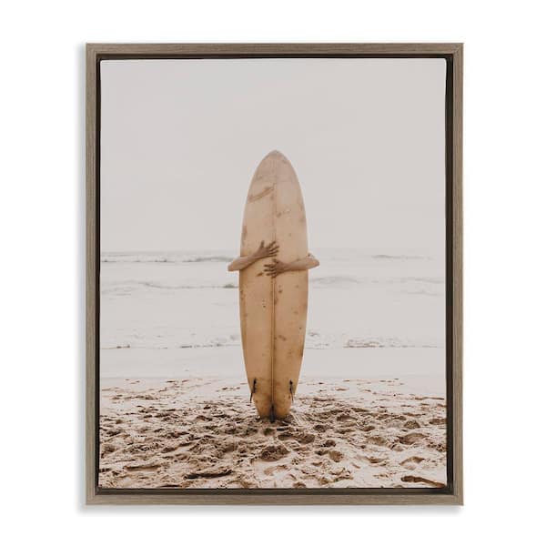 Stupell Industries Surf Ready Board by LSR Design Studio Brown Floater Frame Sports Graphic Art Print 21 in. x 17 in.