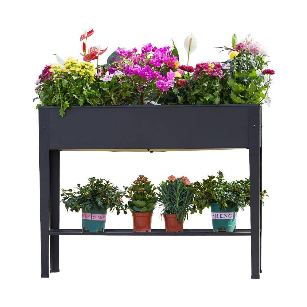 40 in. x 11 in. Metal Raised Garden Bed with Drainage Hole Black 1-Piece price history on PriceWatchPro