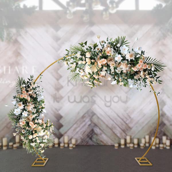 Yiyibyus 86.6 in. x 102.4 in. Gold Metal Wedding Arch Party Backdrop Stand Flower Decor Rack Garden Arbor