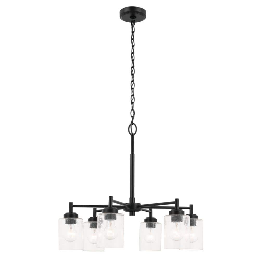 Winslow Black 6-Light Chandelier with Clear Seeded Glass
