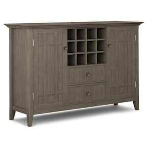 Bedford Solid Wood 54 in. Wide Transitional Sideboard Buffet and Wine Rack in Farmhouse Grey