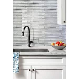 Silver White 11.8 in. x 12.2 in. Linear Polished and Matte Finished Glass Mosaic Tile (5.00 sq. ft./Case)
