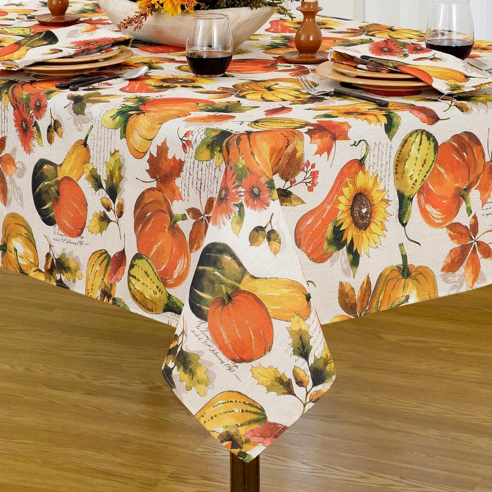 Elrene Grateful Season Fall Printed Tablecloth 21636MLT - The Home Depot