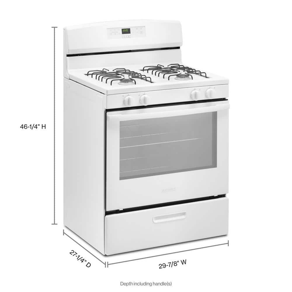 30-Inch White Freestanding Natural Gas Range with Broiler Drawer