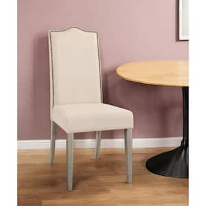 Cream And Gray Upholstered Linen Parsons Chair