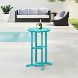 Laguna 24 in. Round Outdoor Dinining HDPE Plastic Counter Height Bistro Table in Turquoise