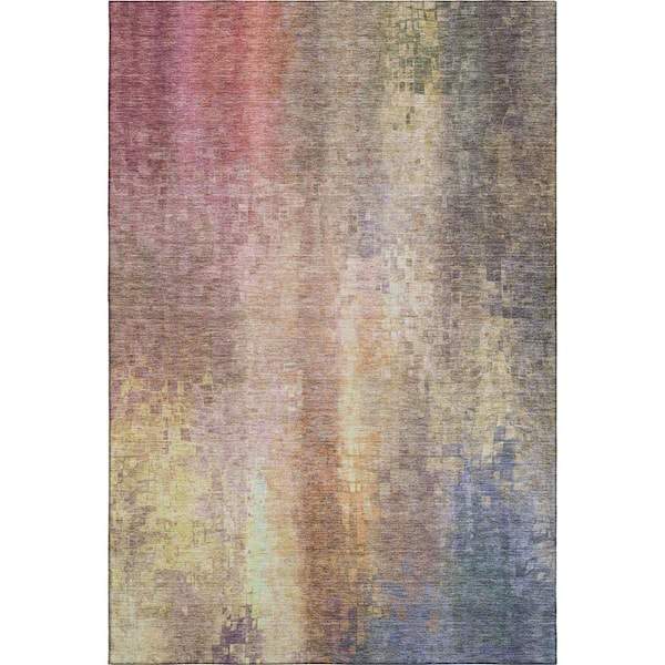 Mayfield Premium Machine Washable Abstract AMF2241 Blush 5 ft. x 7 ft. 6 in. Area Rug